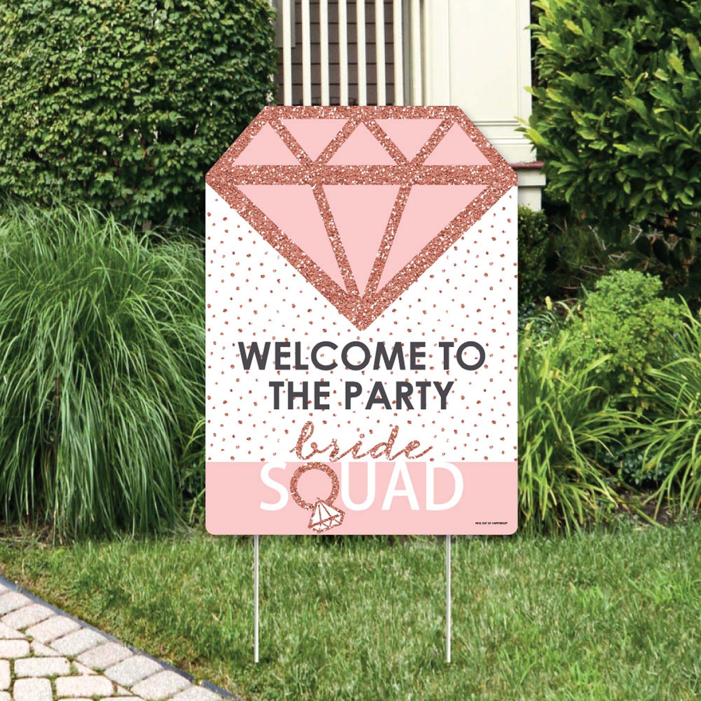 Big Dot of Happiness Bride Squad - Party Decorations - Rose Gold Bridal Shower or Bachelorette Party Welcome Yard Sign
