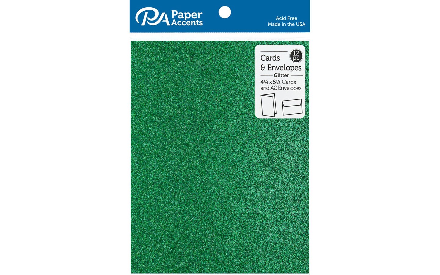 Card &#x26; Env 4.25x5.5 12pc Glitter Green