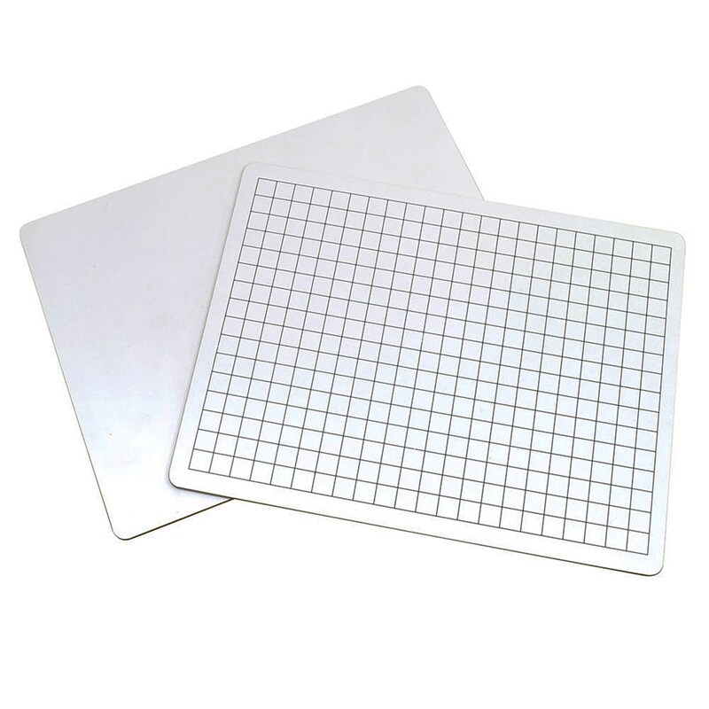 2-Sided Math Whiteboards, 1/2&#x22; Grid/Plain, Pack Of 10