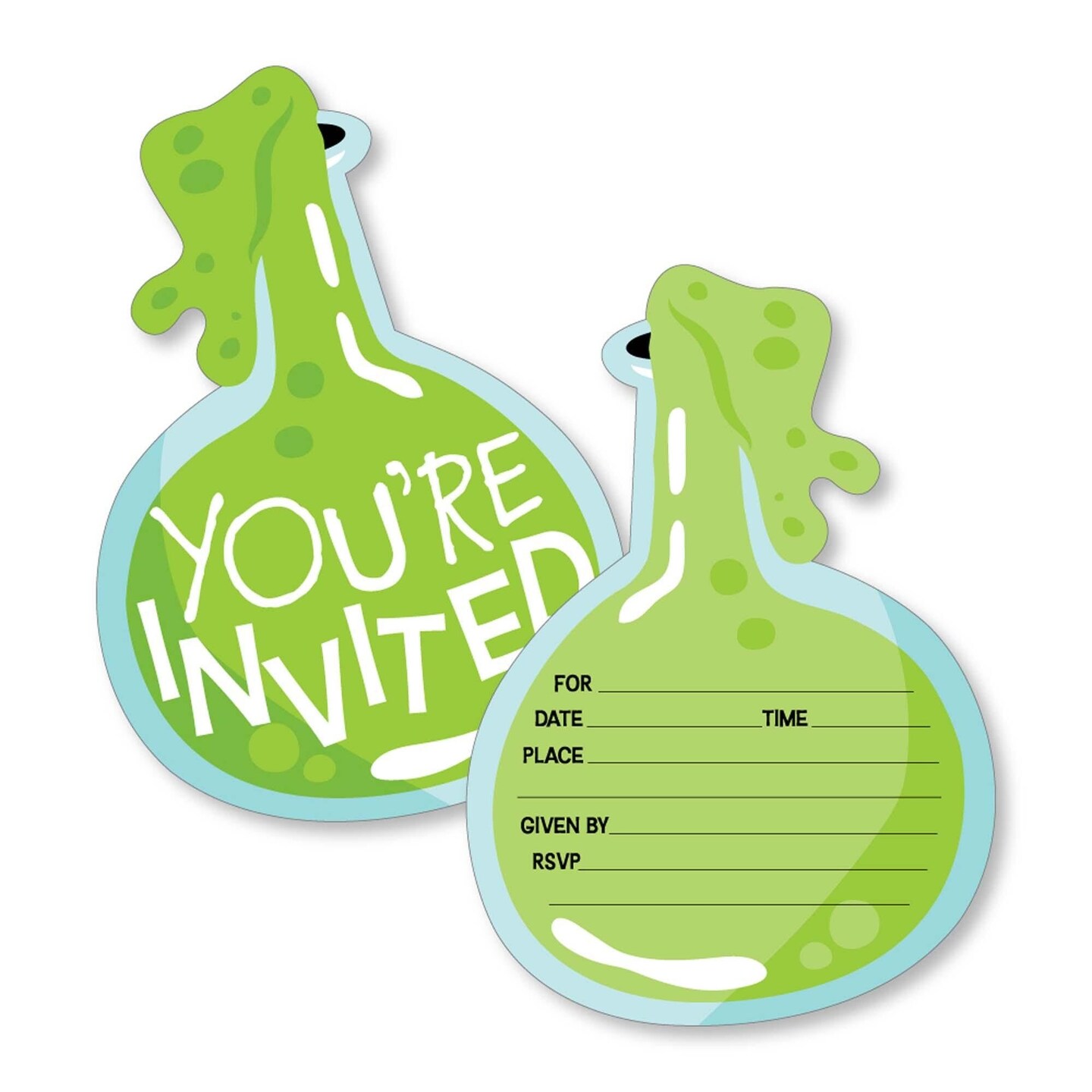 Big Dot of Happiness Scientist Lab - Shaped Fill-In Invites - Baby Shower or Birthday Party Invitation Cards with Envelopes - Set of 12
