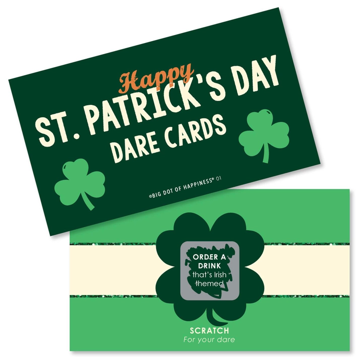 Big Dot of Happiness St. Patrick's Day - Saint Paddy's Day Party Game Scratch Off Dare Cards - 22 Count