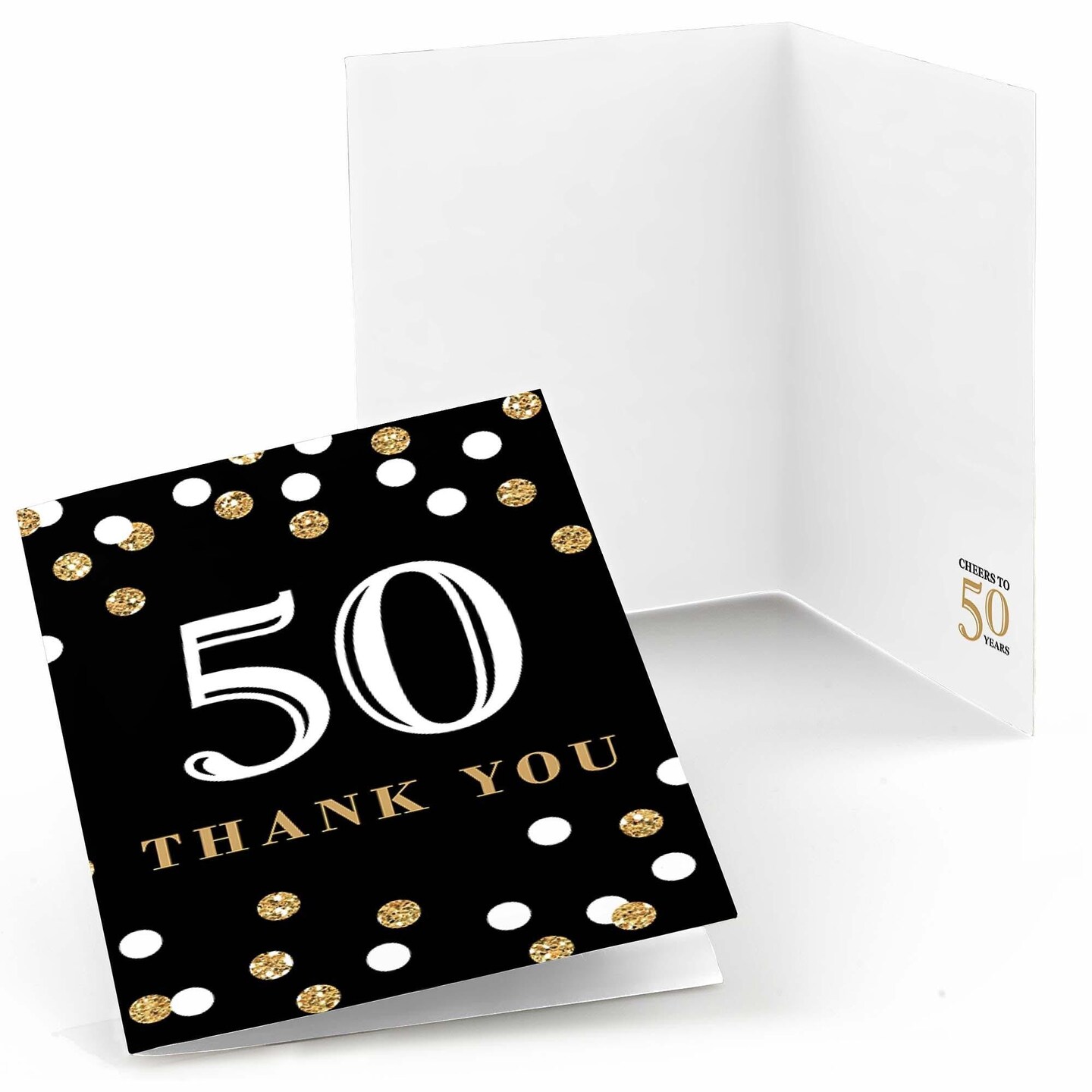 Big Dot of Happiness Adult 50th Birthday - Gold - Birthday Party Thank You Cards (8 count)