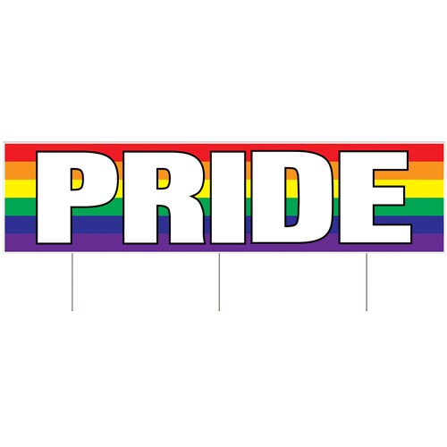 Jumbo Gay Pride Yard Sign With Stakes