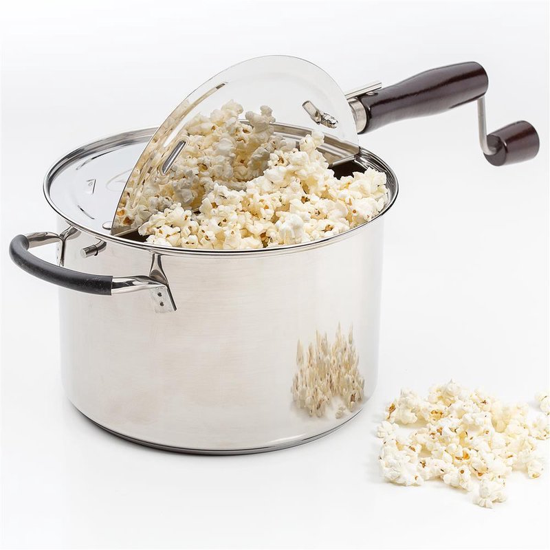 Victorio Stainless Steel Stovetop Popcorn Popper Easy Pour Magnetic Lid 6 Quart