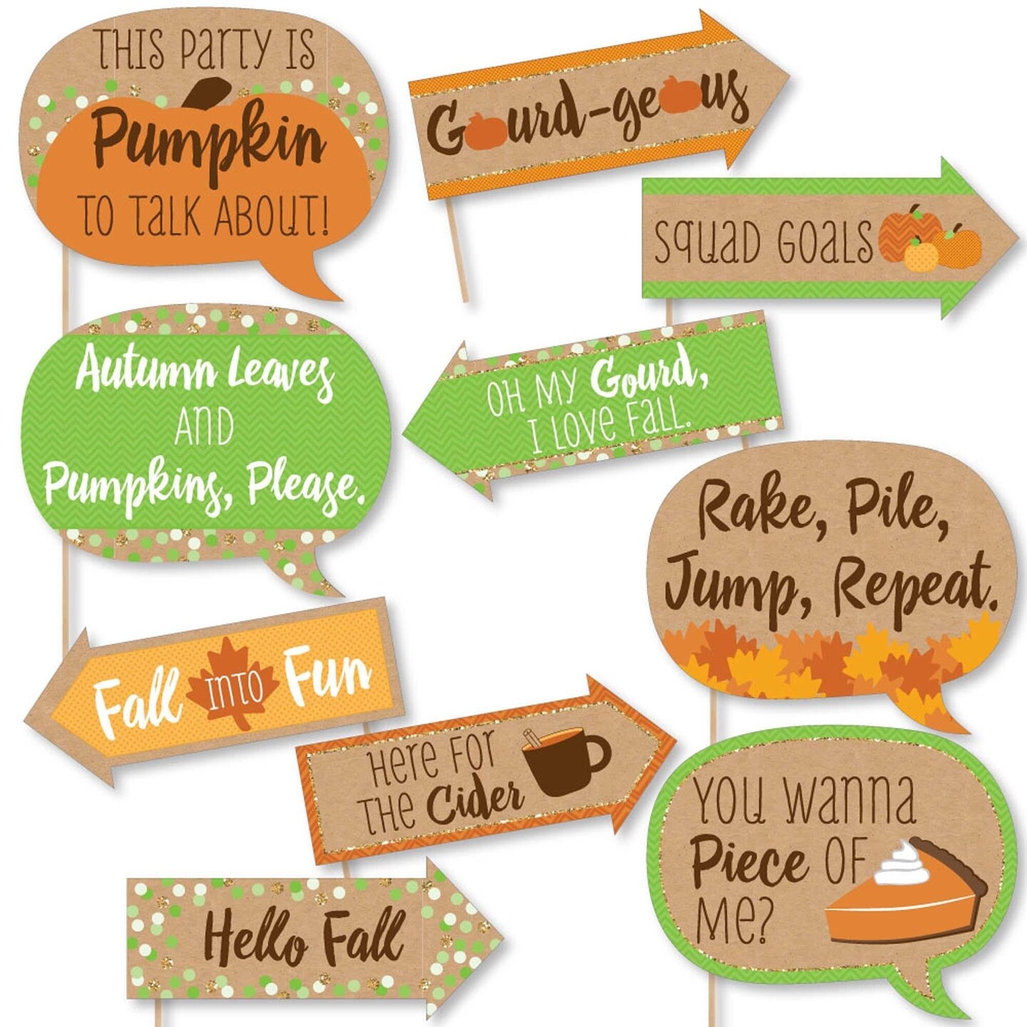 Big Dot of Happiness Funny Pumpkin Patch - Fall, Halloween or Thanksgiving Party Photo Booth Props Kit - 10 Piece