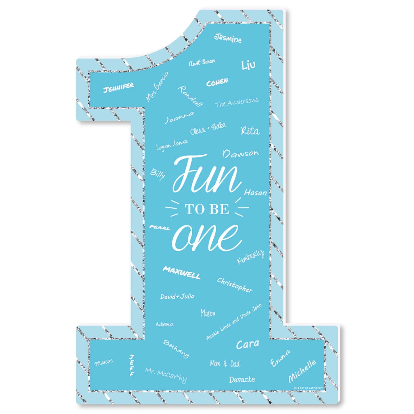 Big Dot of Happiness 1st Birthday Boy - Fun to be One - Guest Book Sign - First Birthday Party Guestbook Alternative - Signature Mat