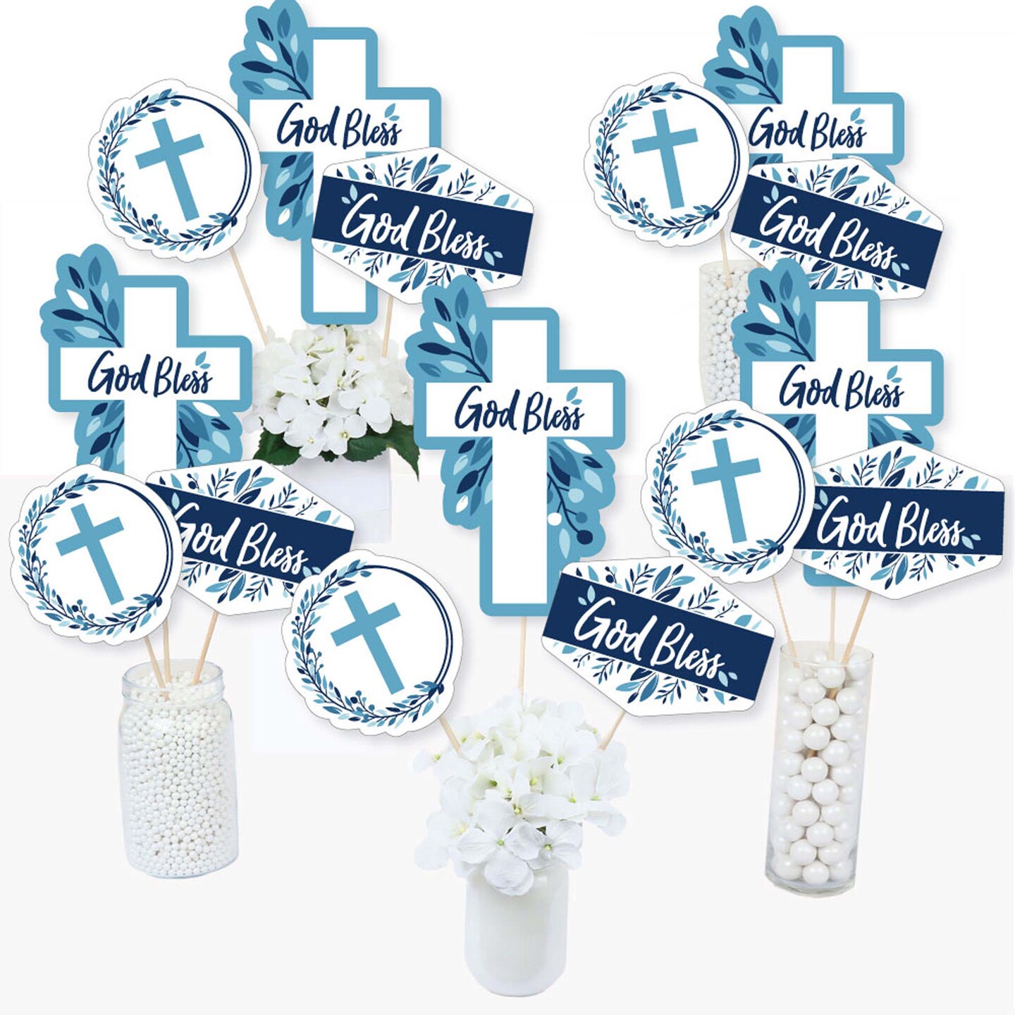 Big Dot of Happiness Blue Elegant Cross - Boy Religious Party ...