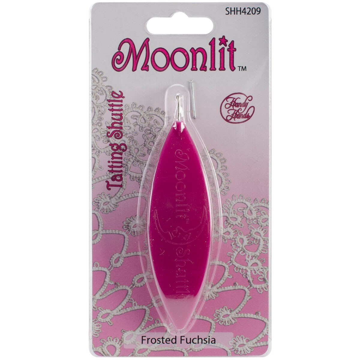 Handy Hands Moonlit Tatting Shuttle W/Hook-Frosted Fuchsia