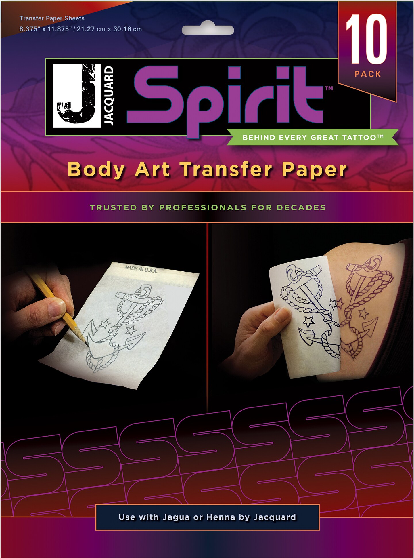 Body Art Transfer Paper 10 Sheets/Pkg-8.375X11.875