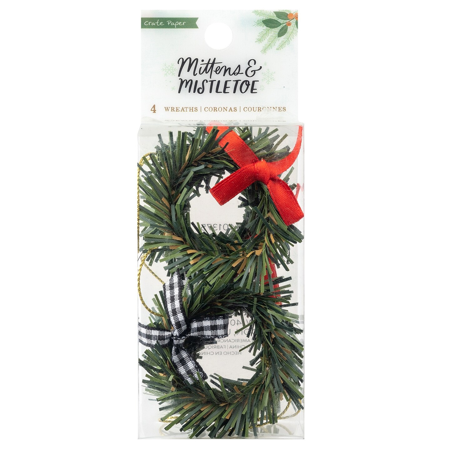 Mittens &#x26; Mistletoe Wreaths 4/Pkg