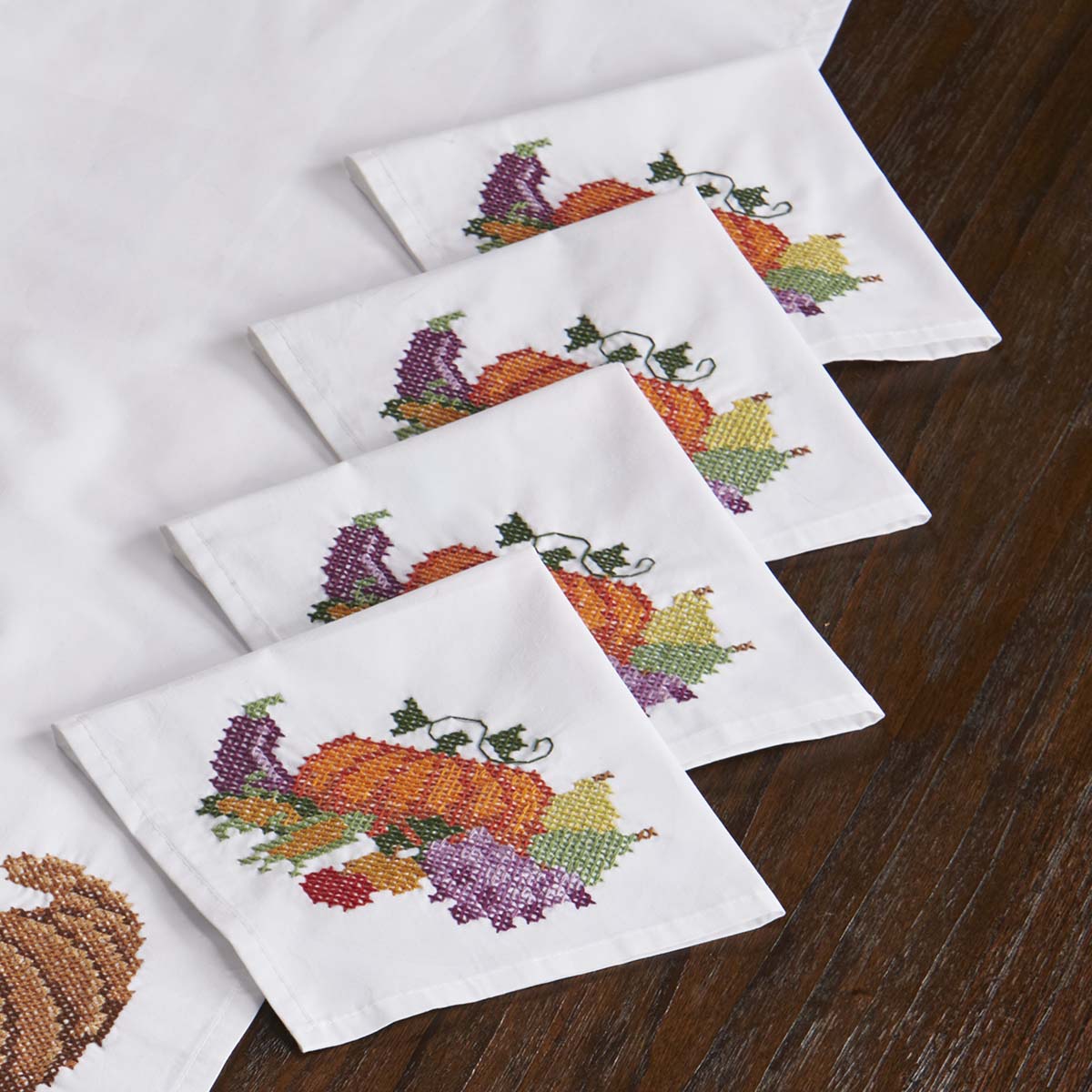 Herrschners Harvest Bounty Napkins Stamped CrossStitch Michaels