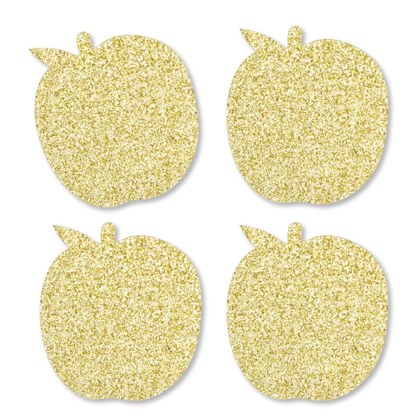 Big Dot of Happiness Gold Glitter Apple - No-Mess Real Gold Glitter Cut-Outs - New Year Confetti - Set of 24
