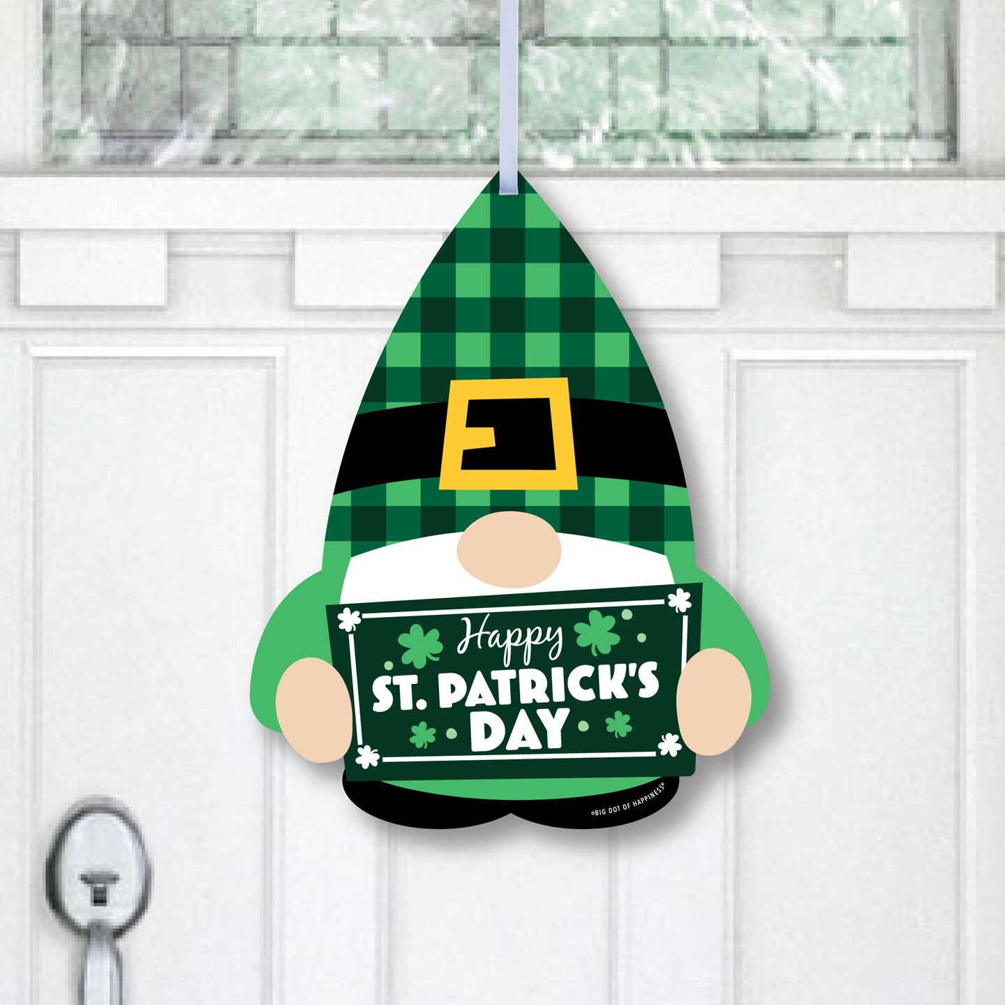 Big Dot of Happiness Irish Gnomes - Hanging Porch St. Patrick&#x2019;s Day Party Outdoor Decorations - Front Door Decor - 1 Piece Sign