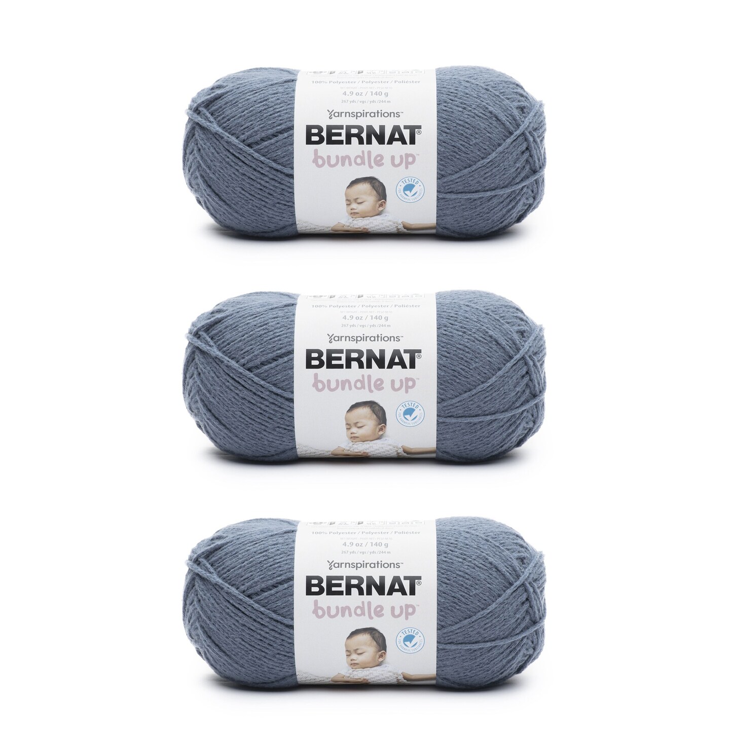 Bernat Bundle Up Beluga Yarn - 3 Pack of 141g/5oz - Polyester - 4 Medium (Worsted) - 267 Yards - Knitting/Crochet