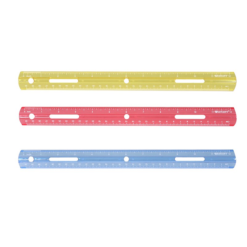 12&#x22; Plastic Ruler, Assorted Colors (No Color Choice)