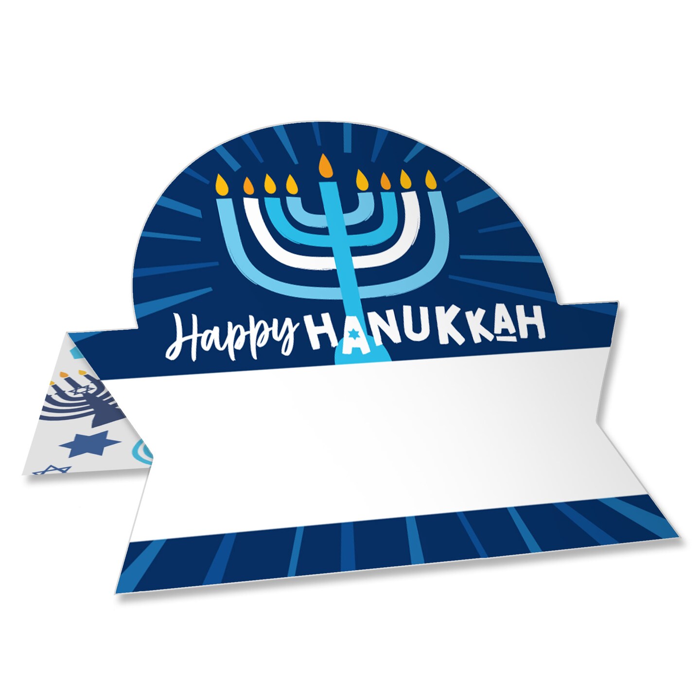 Big Dot of Happiness Hanukkah Menorah - Chanukah Holiday Party Tent Buffet Card - Table Setting Name Place Cards - Set of 24