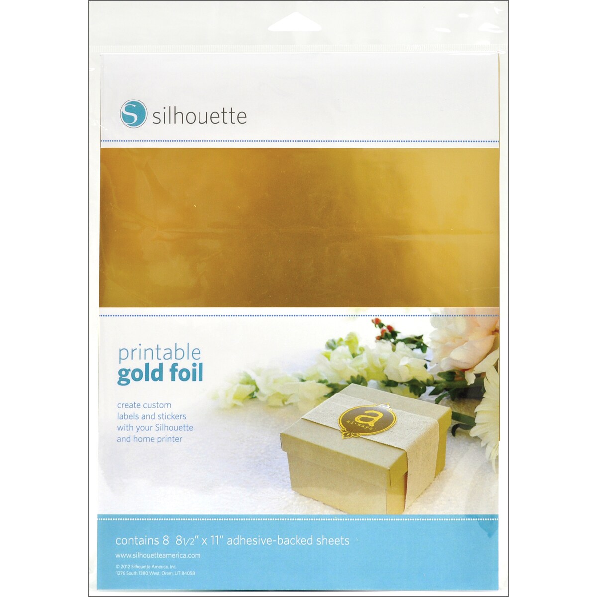 Silhouette Printable Adhesive Foil 8.5&#x22;X11&#x22; 8/Pkg-Gold