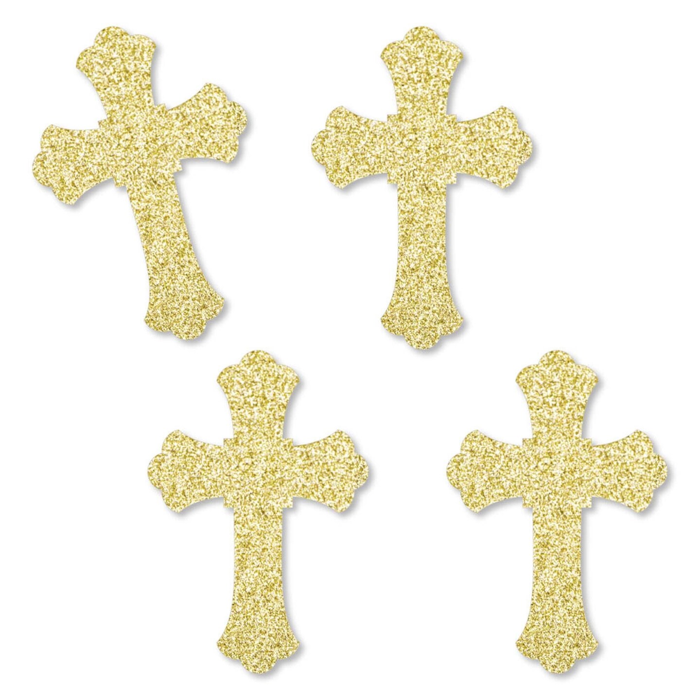 Big Dot of Happiness Gold Glitter Cross - No-Mess Real Gold Glitter Cut-Outs - Baptism or Baby Shower Confetti - Set of 24