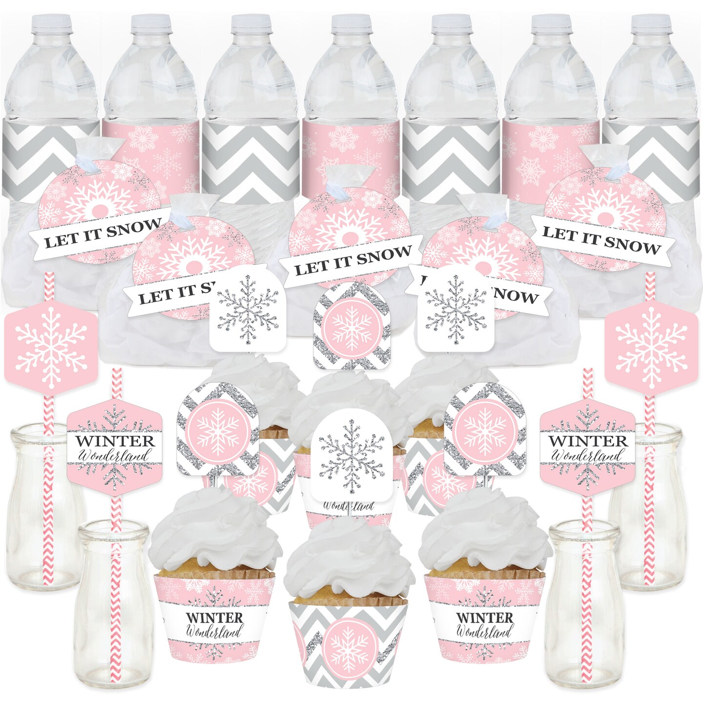 Big Dot of Happiness Pink Winter Wonderland - Holiday Snowflake ...