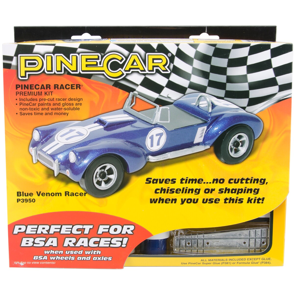 Pine Car Derby Racer Premium Kit-Blue Venom