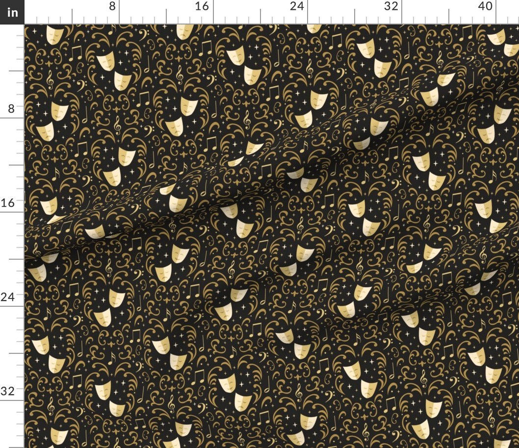 Theater Damask Swirl Music Geometric Pretty Custom Printed Fabric by Spoonflower Various Fabrics by the Yard or Fat Quarter