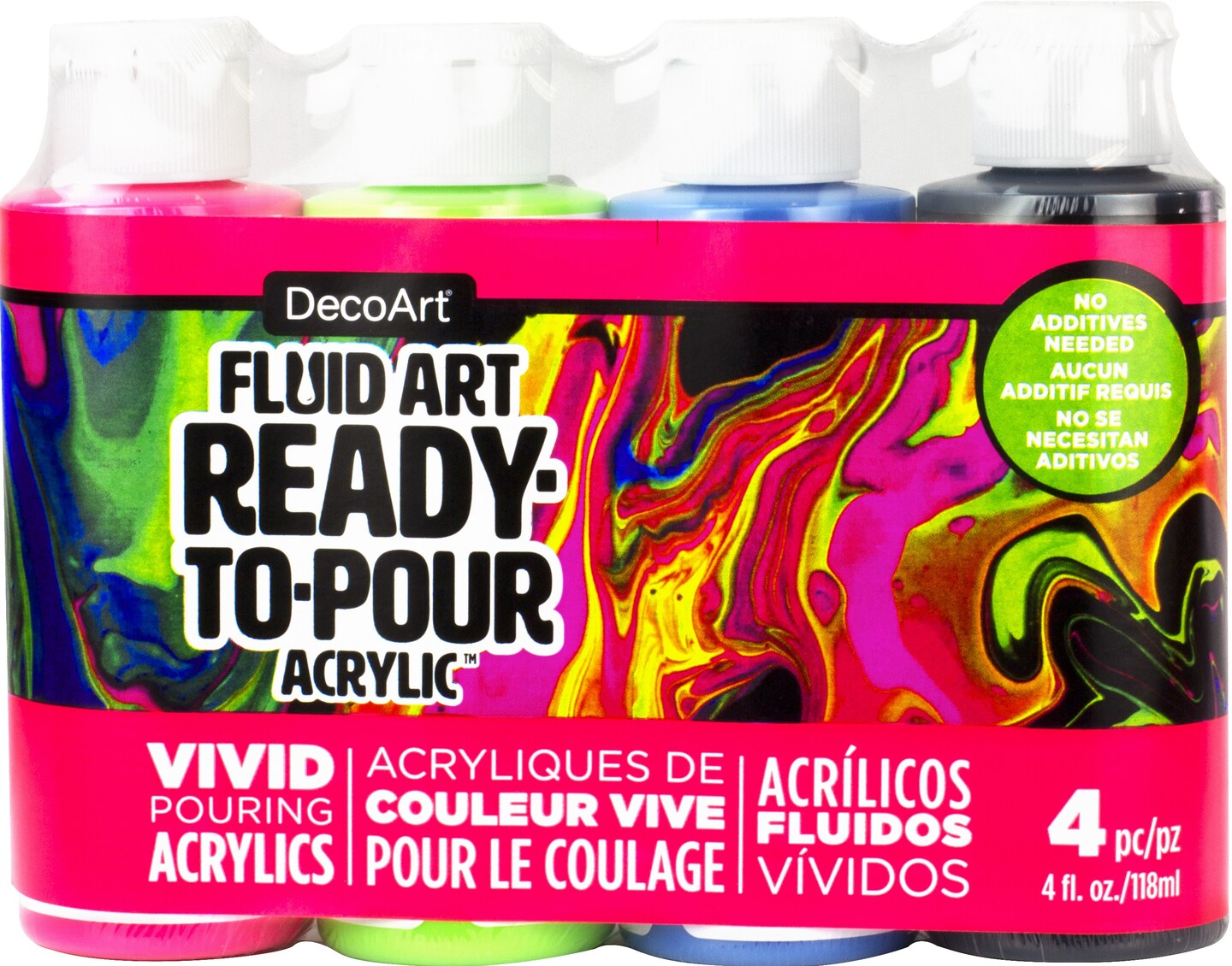 Decoart Fluidart Paint Pouring Value Pack 4/PkgNeon Blast Michaels