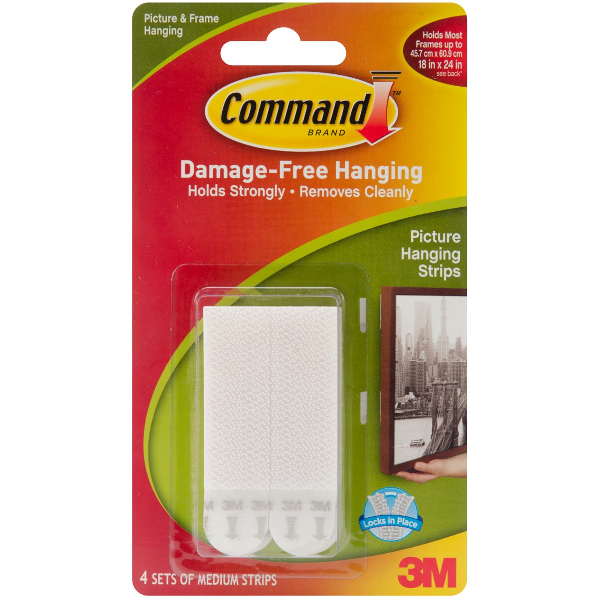 Command Medium Picture Hanging Strips-White 4 Sets/Pkg