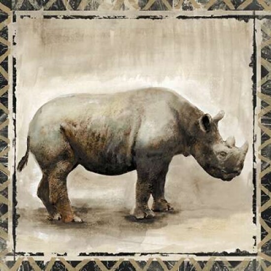 Happy Rhino Poster Print by Michelle Woodey
