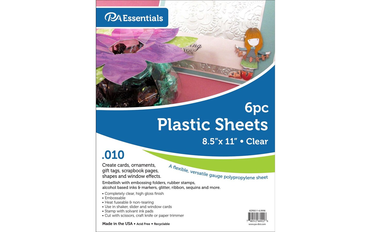 Paper Accents Plastic Sheet 8.5x11 .010 Clear 6pc