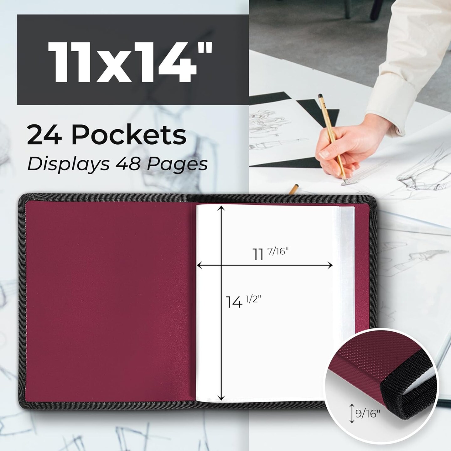 Dunwell 11 x 14 Art Portfolio Binder-Ruby