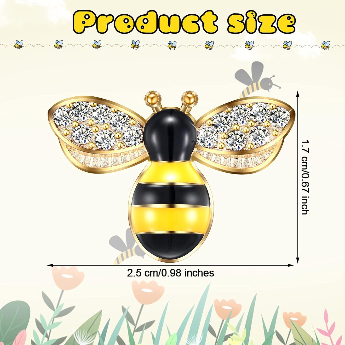 50 Pieces Bee Charms for Crafts Bee Pendants Rhinestone Embellishments Honeybee Alloy Self Adhesive Painted Decorations for Jewelry Making Handmade DIY