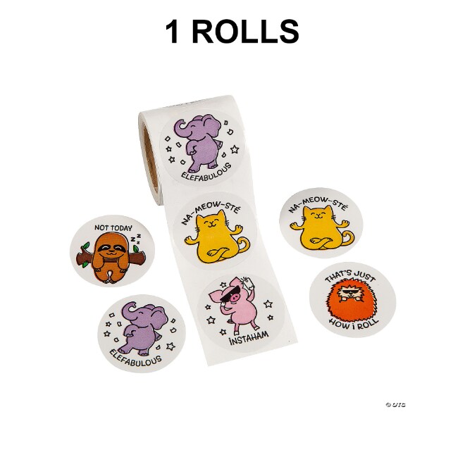 Eccentric Animals Sticker Roll 100 Pieces