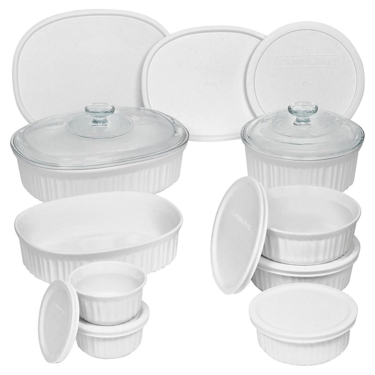 CorningWare   18-Pc. French Round and Oval Bakeware Set - White