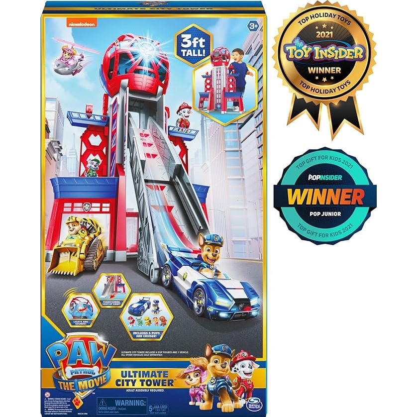 Paw Patrol Ultimate City Tower 3ft. Tall Transforming Tower with 6 Action Figures Toy Car Lights and Sounds-