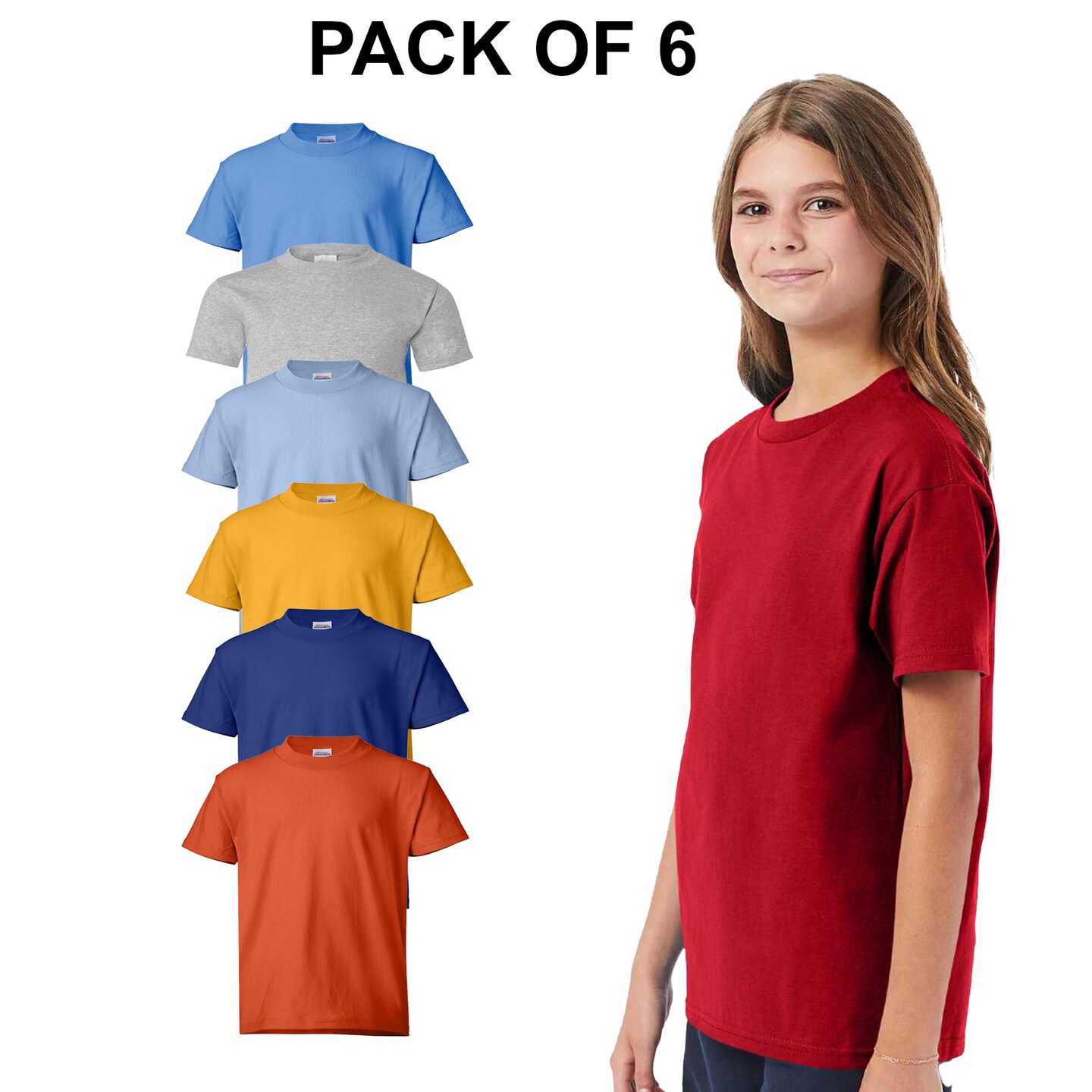 6 Pack: Hanes&#xAE; Authentic Youth T-Shirt