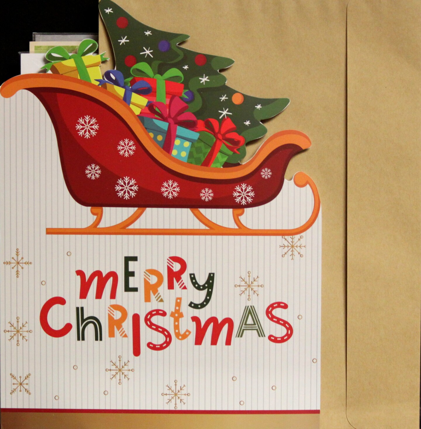 XXL Giant Merry Christmas Sleigh Card And Envelope