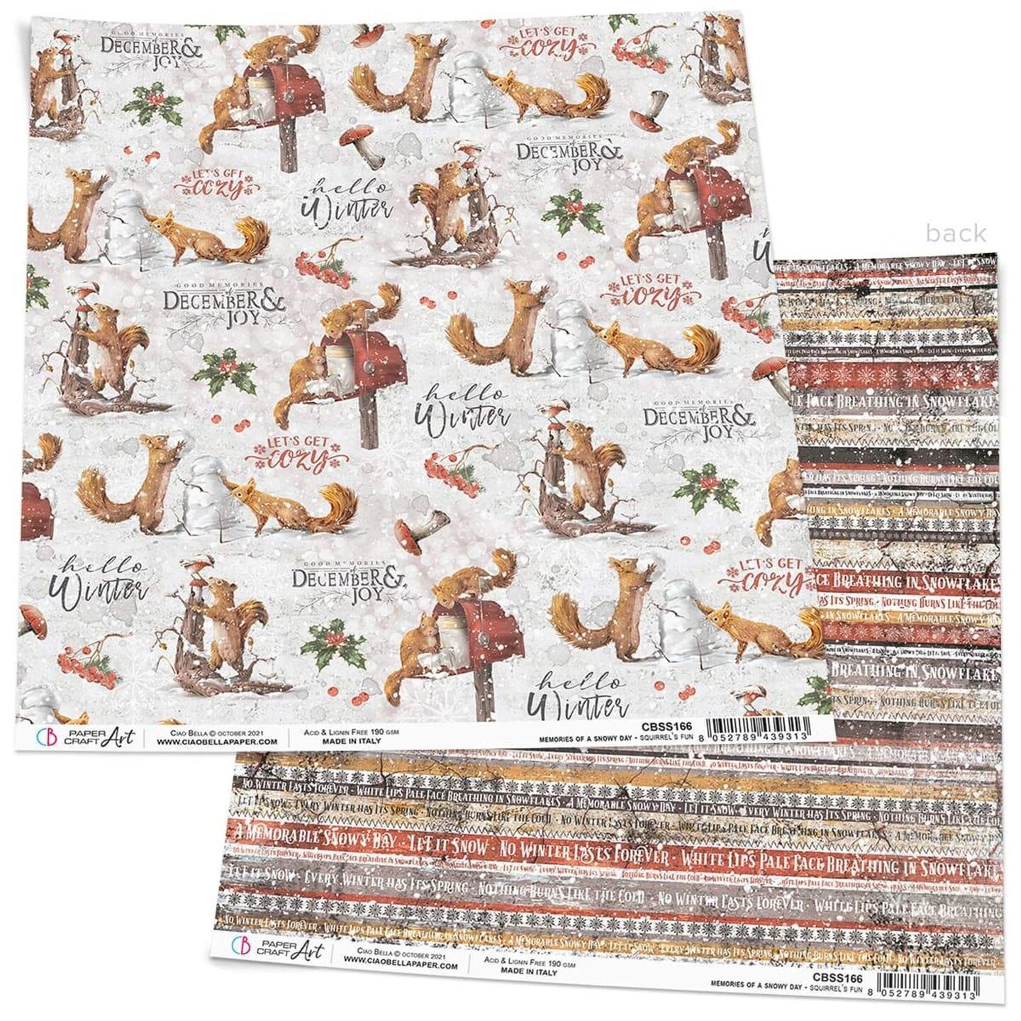 Ciao Bella Squirrels' Fun Paper Sheet 12x12 1 Sheet