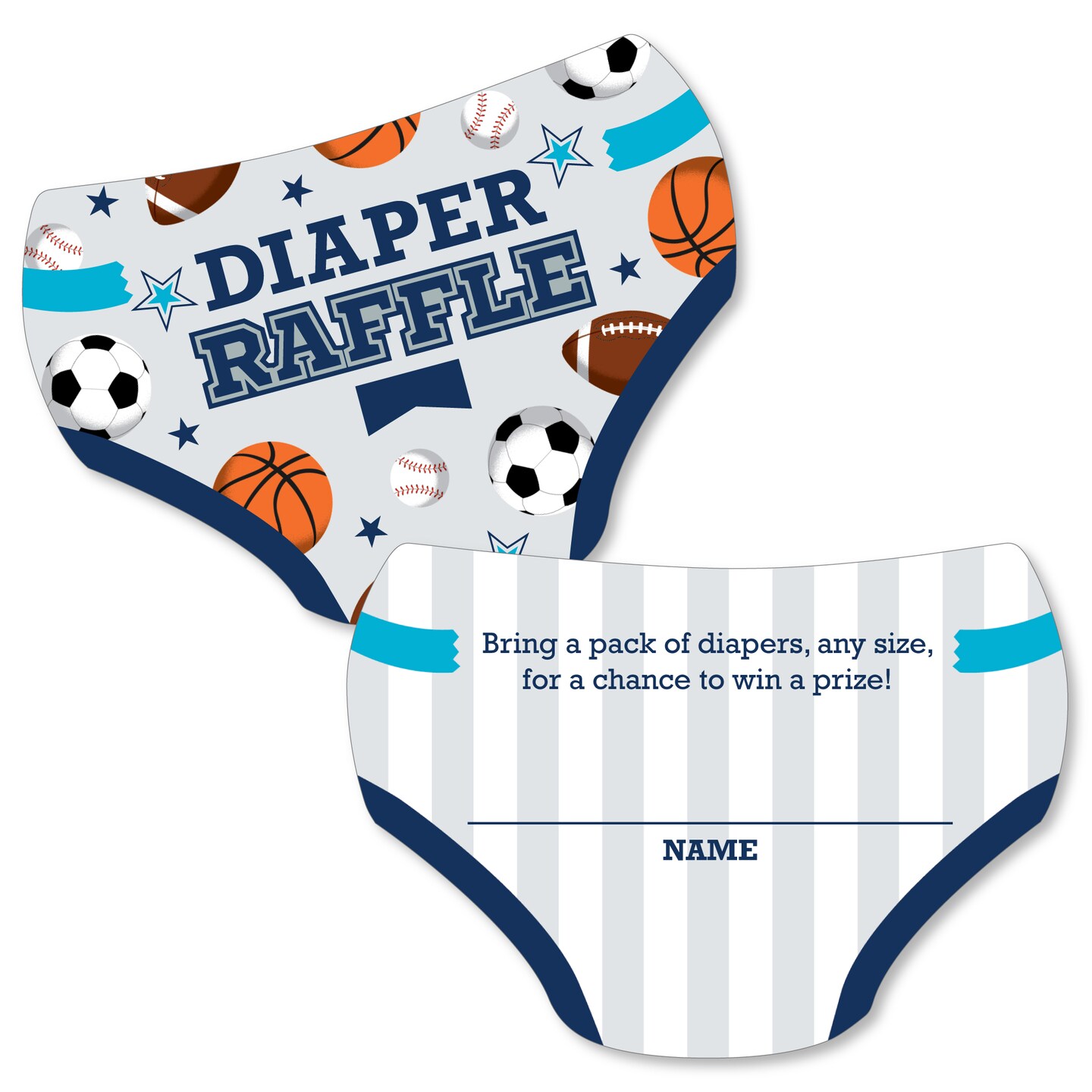 Big Dot of Happiness Go, Fight, Win Sports Diaper Shaped Raffle