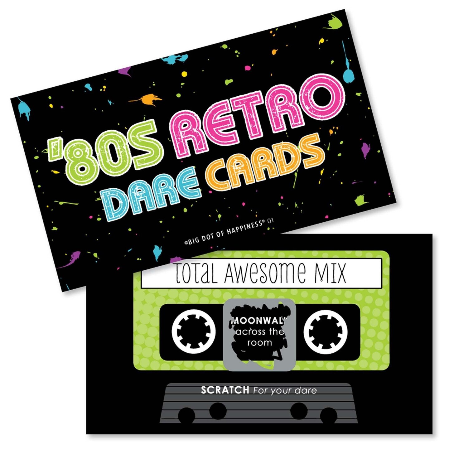 Big Dot of Happiness 80&#x27;s Retro - Totally 1980s Party Game Scratch Off Dare Cards - 22 Count
