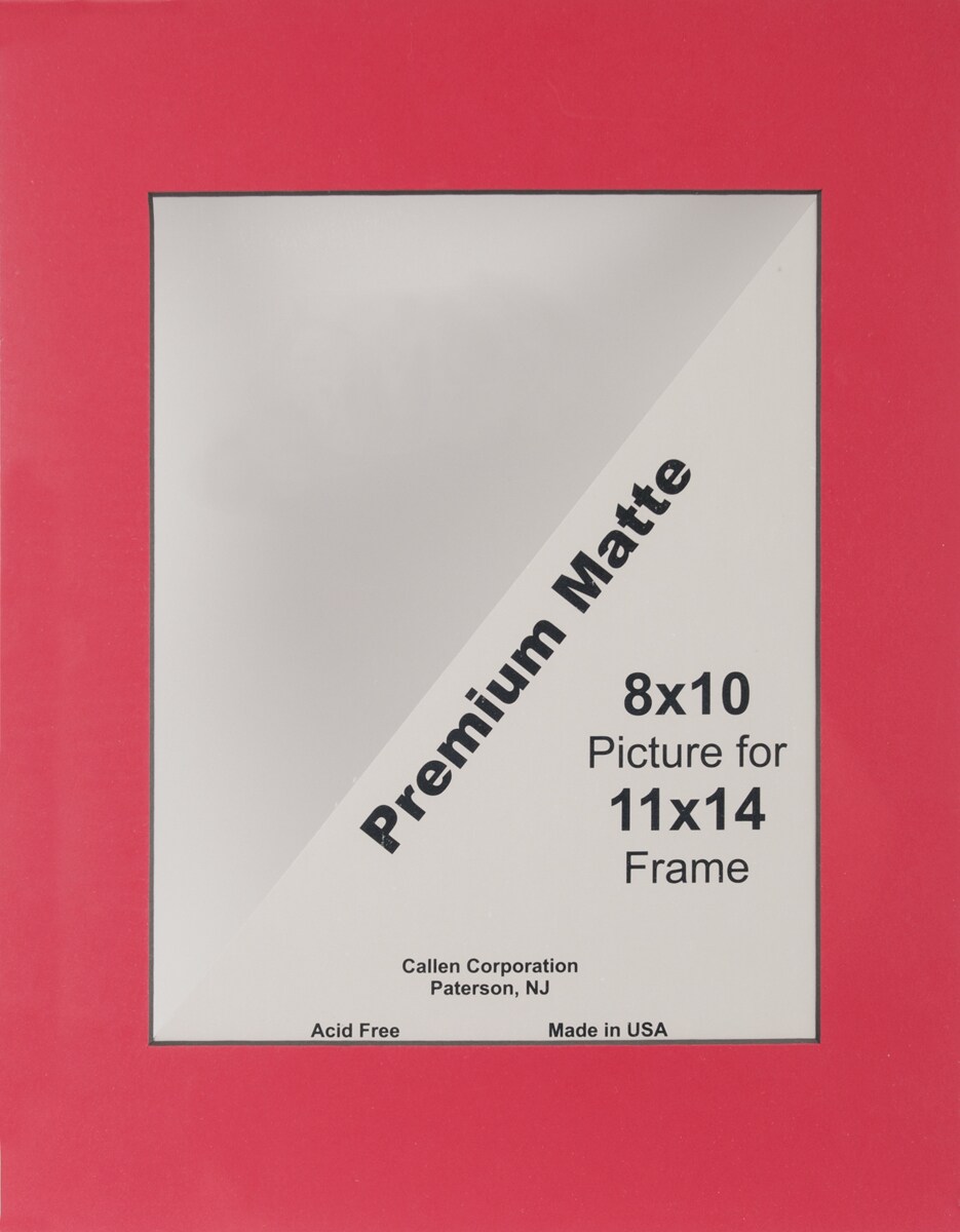 Callen Photo Mat 11&#x22;X14&#x22; Single Hand-Cut W/Bevel Edge-Cranberry (Red) W/Black Core