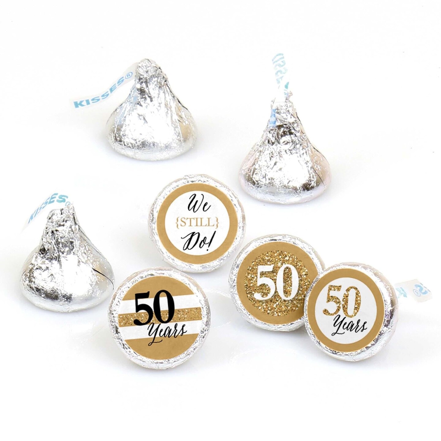 Big Dot of Happiness We Still Do - 50th Wedding Anniversary - Party Round Candy Sticker Favors - Labels Fits Chocolate Candy (1 sheet of 108)