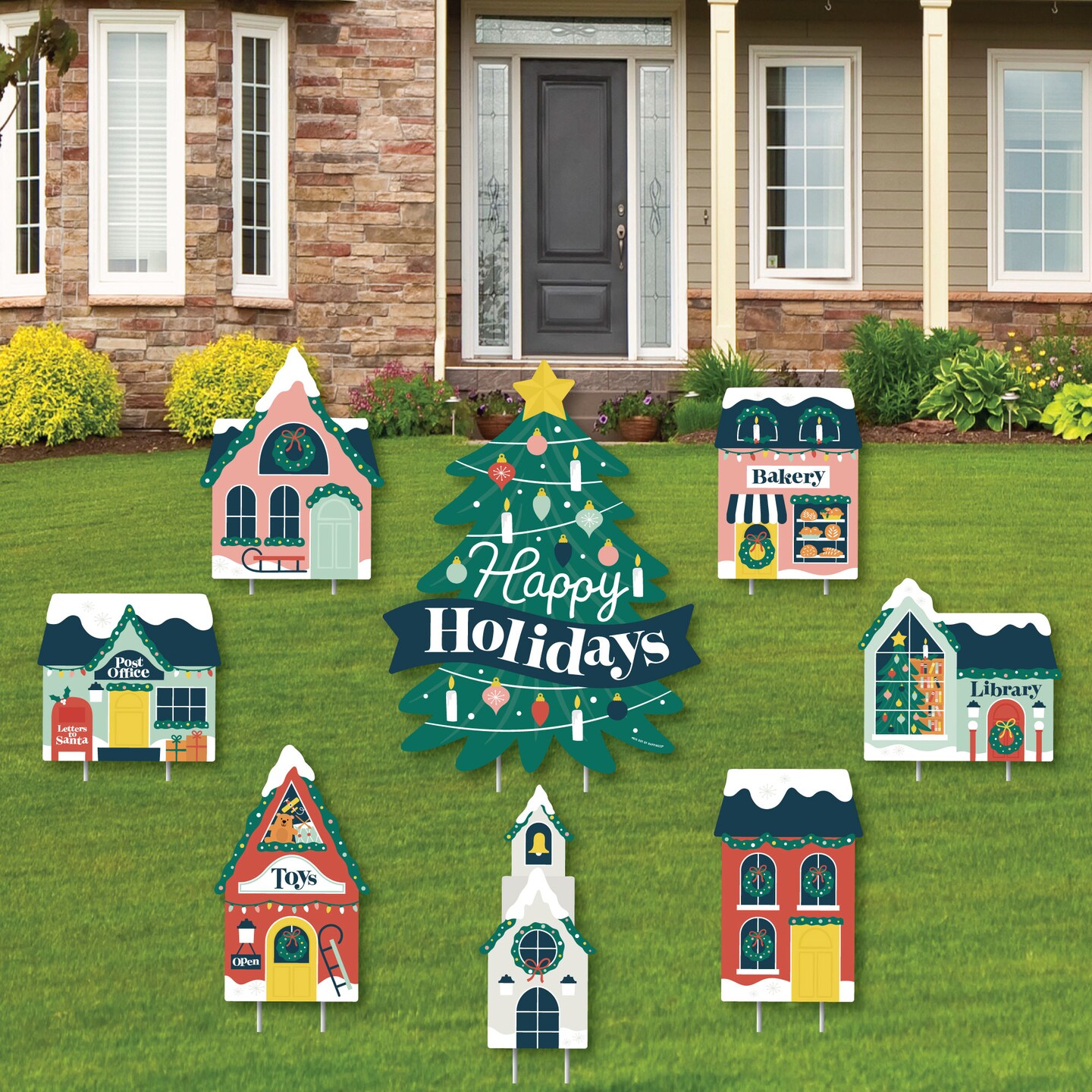 Big Dot of Happiness Christmas Village Yard Sign and Outdoor Lawn