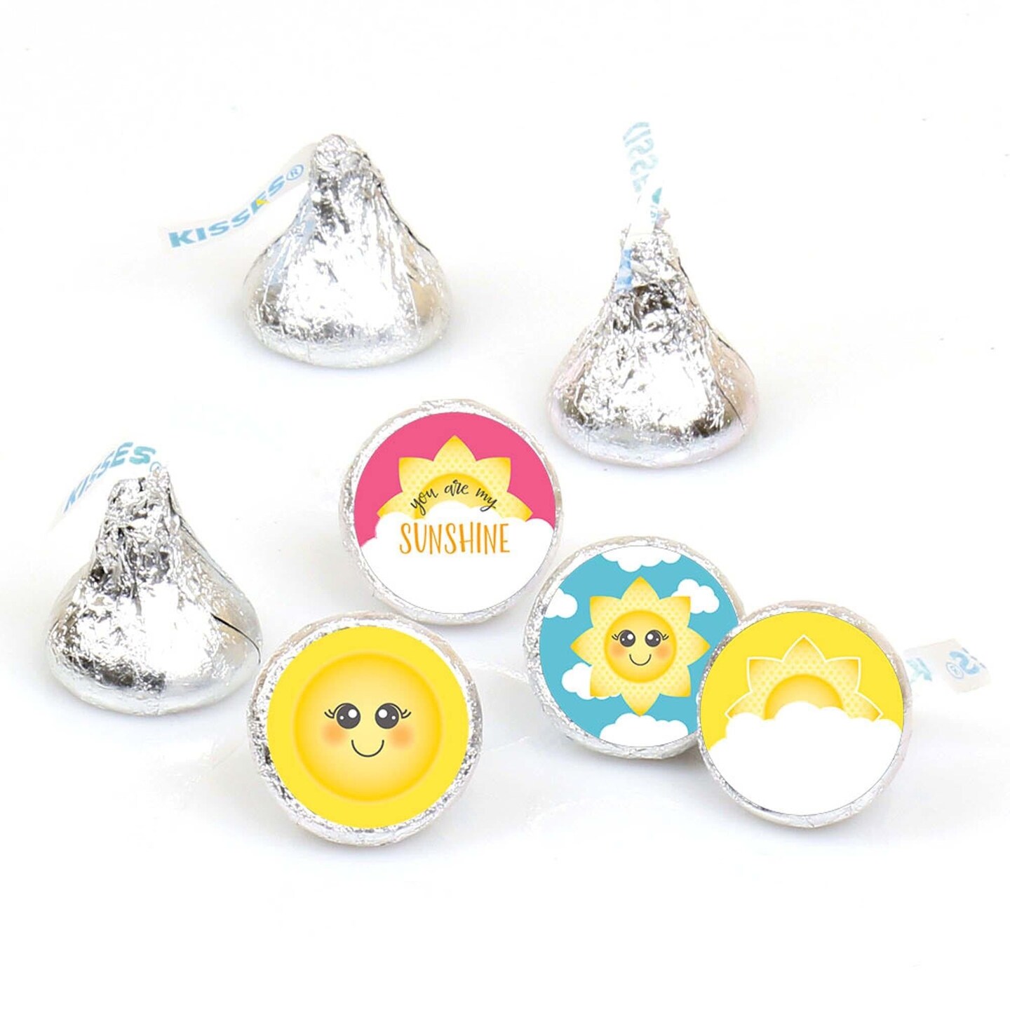 Big Dot of Happiness You Are My Sunshine - Baby Shower or Birthday Party Round Candy Sticker Favors - Labels Fits Chocolate Candy (1 sheet of 108)