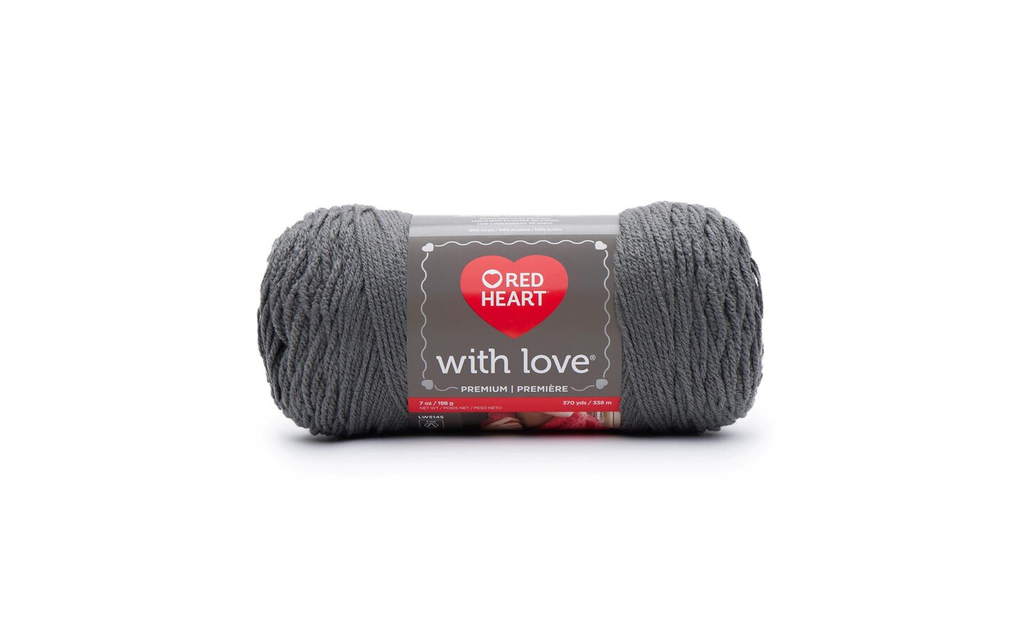 C&#x26;C Red Heart With Love Yarn 7oz 370yd Pewter