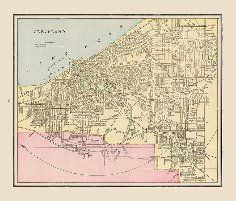 Cleveland  Ohio  - Cram 1892 Poster Print by Cram Cram # OHCL0008