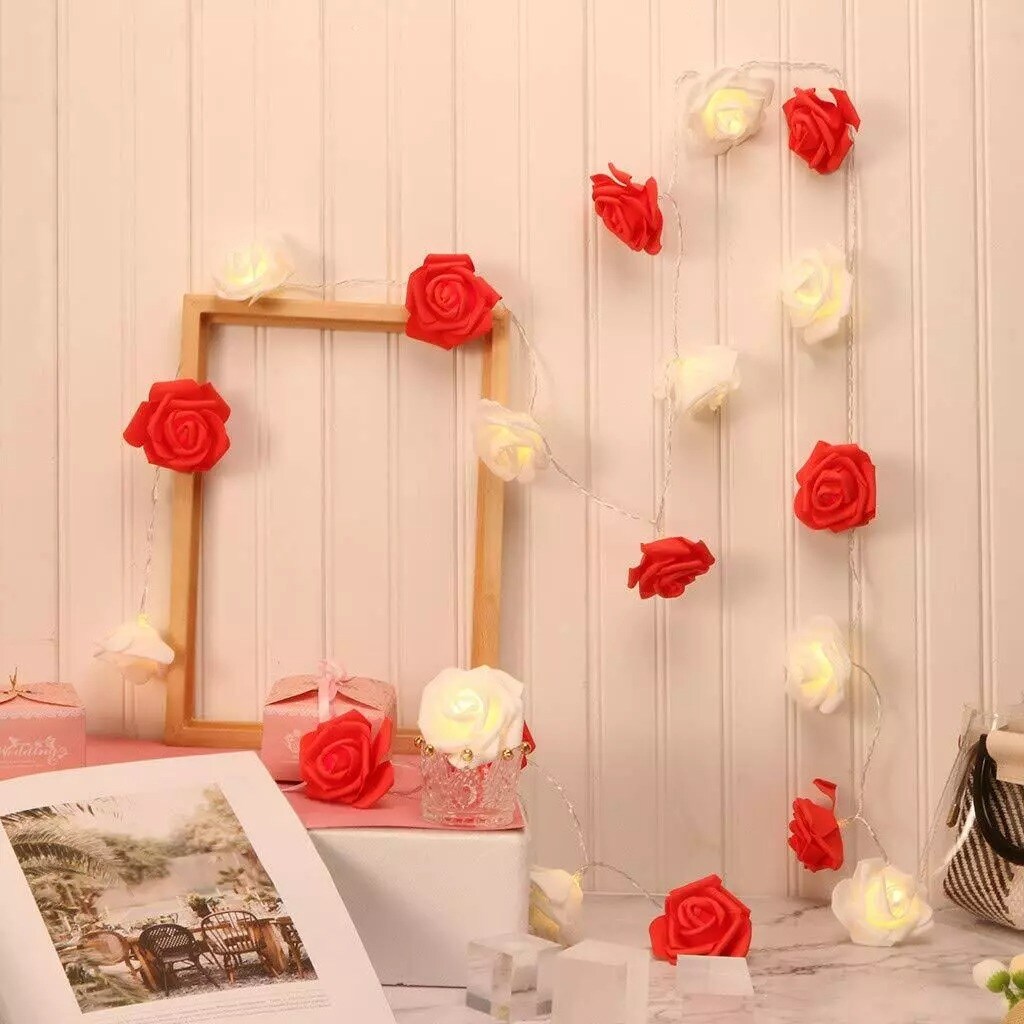 9.84 Ft 20 LED Rose Flower Lights String Battery Operated