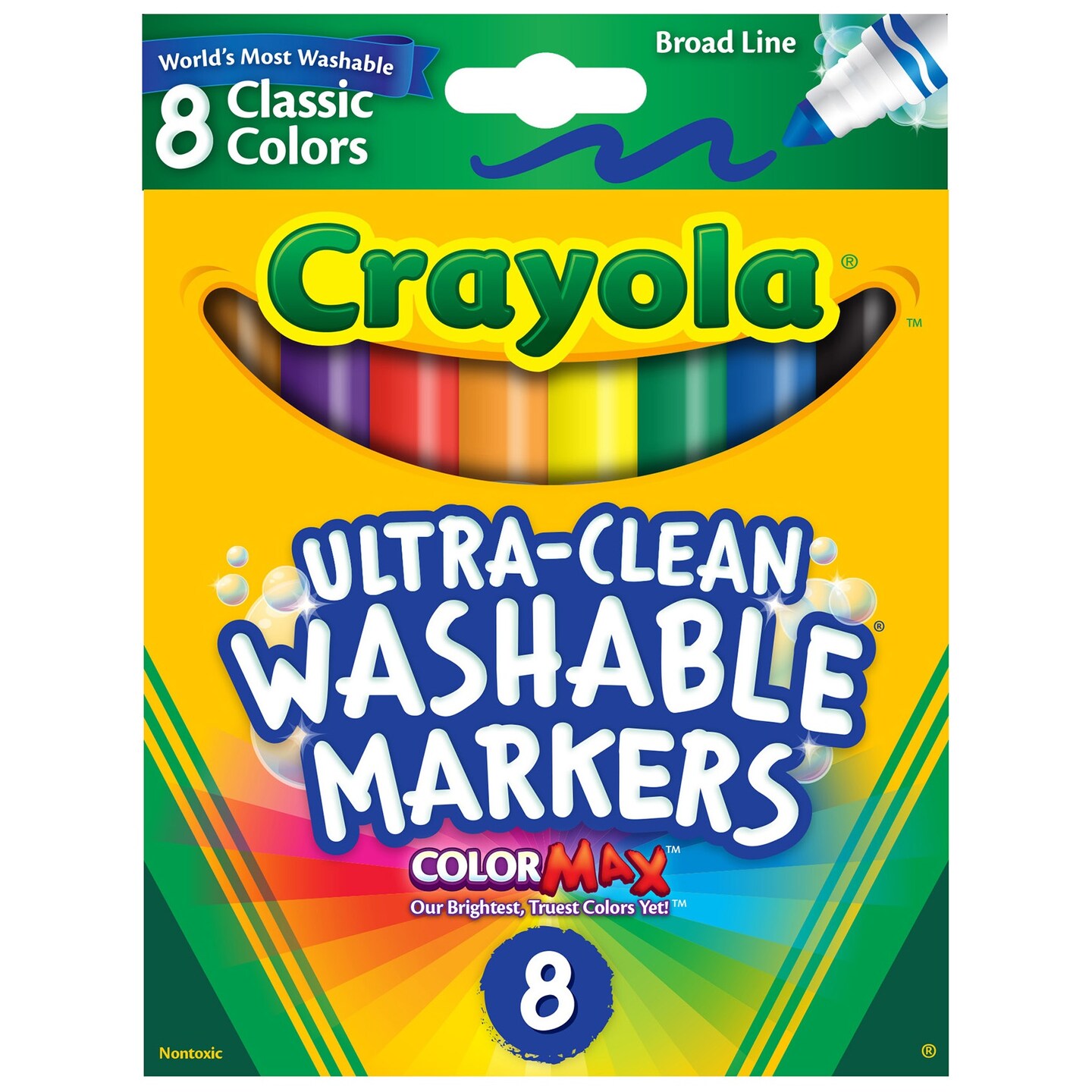 Crayola Ultra-Clean Washable Markers, Broad Line, 8 Count