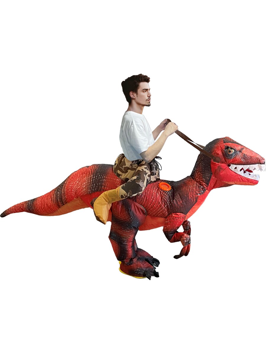Adult&#x27;s Ride On Velociraptor Dinosaur Inflatable Costume