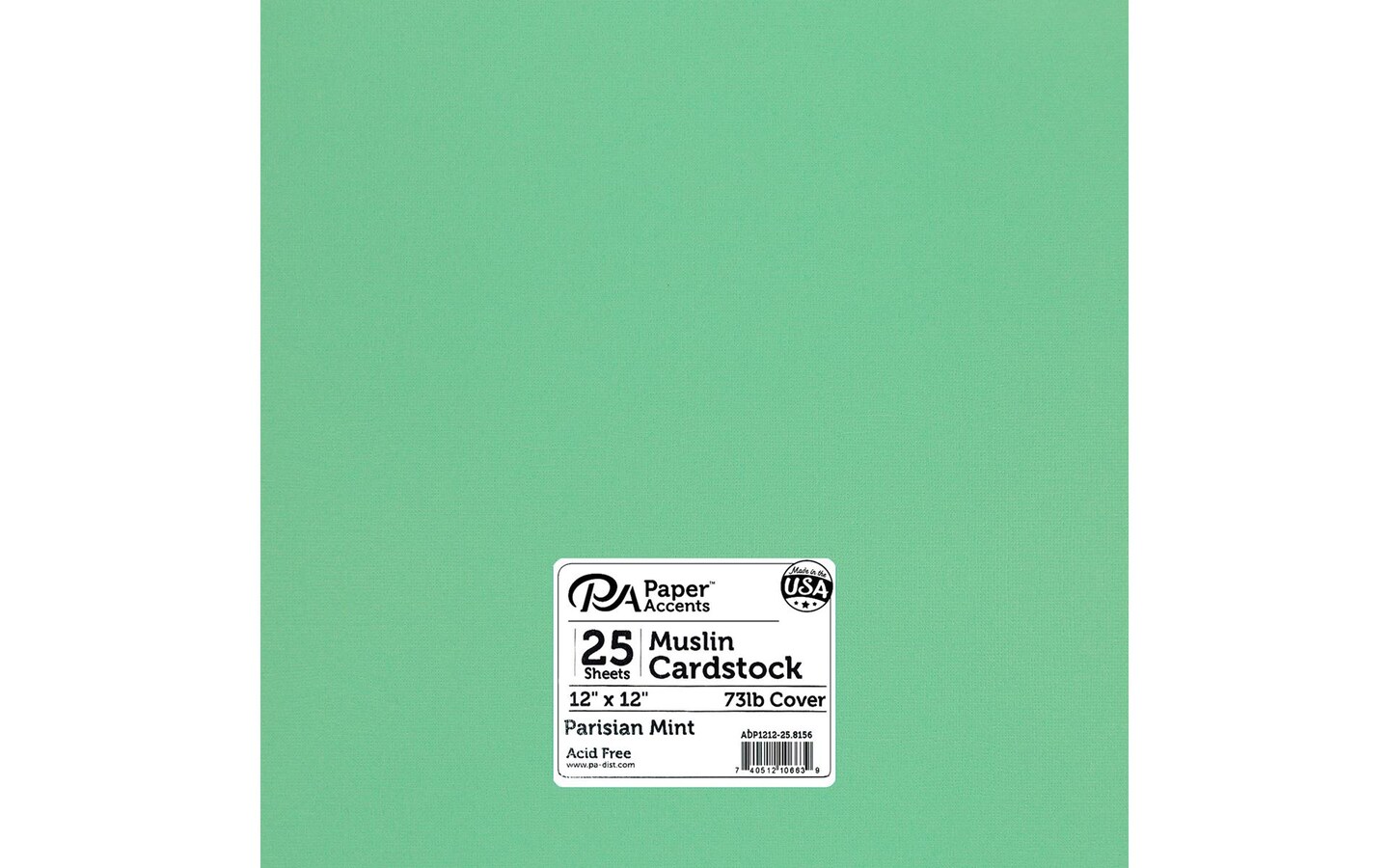 PA Paper Accents Textured Cardstock 12" x 12" Parisian Mint, 73lb colored cardstock paper for