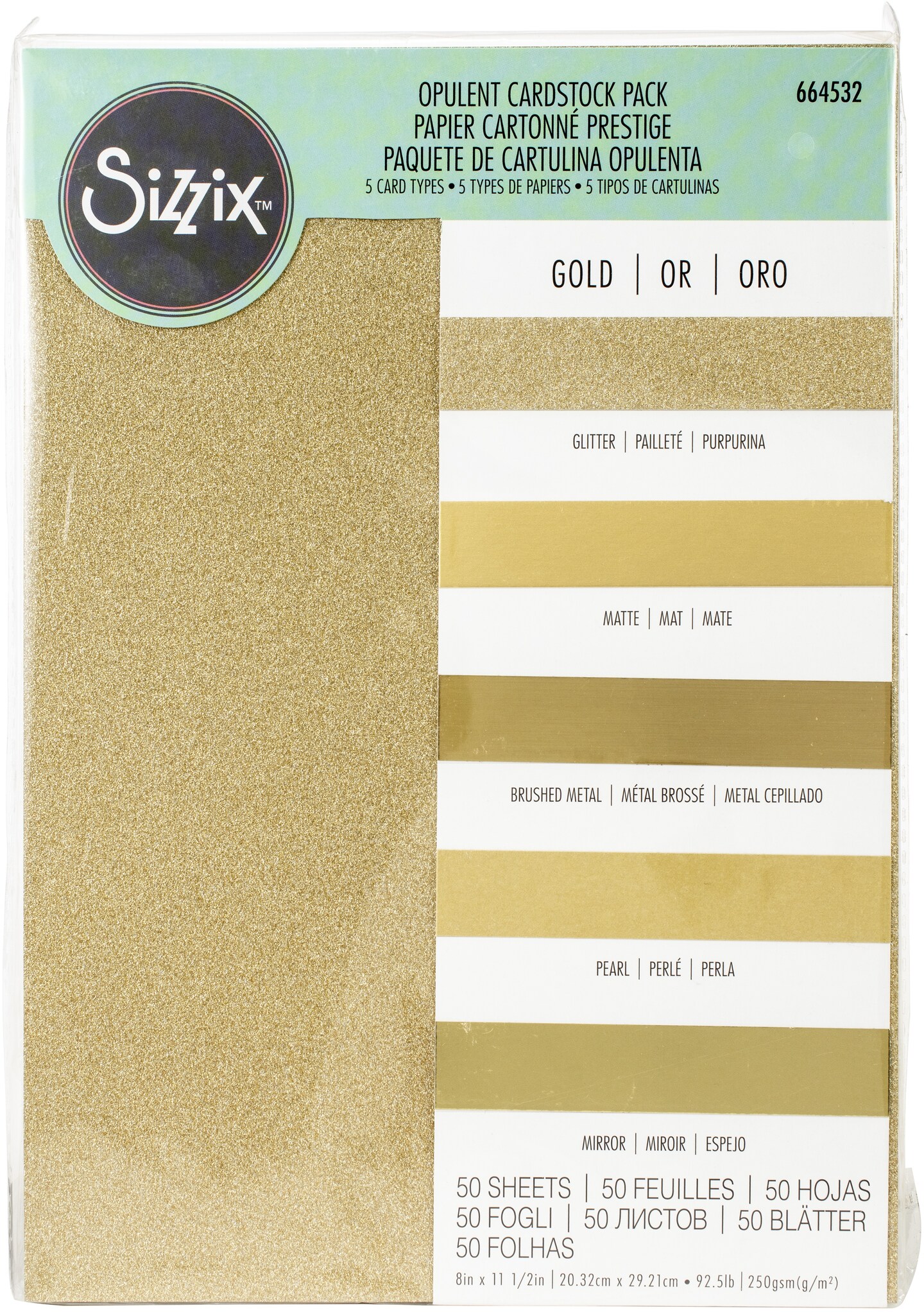 Sizzix Surfacez - The Opulent Cardstock Pack, Gold, 50PK